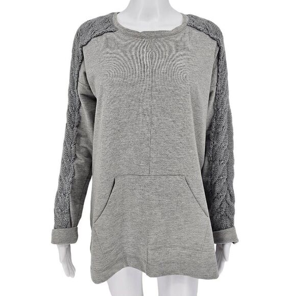 Soft Surroundings French Terry Knit Sleeves Sweater Gray S - Picture 1 of 7